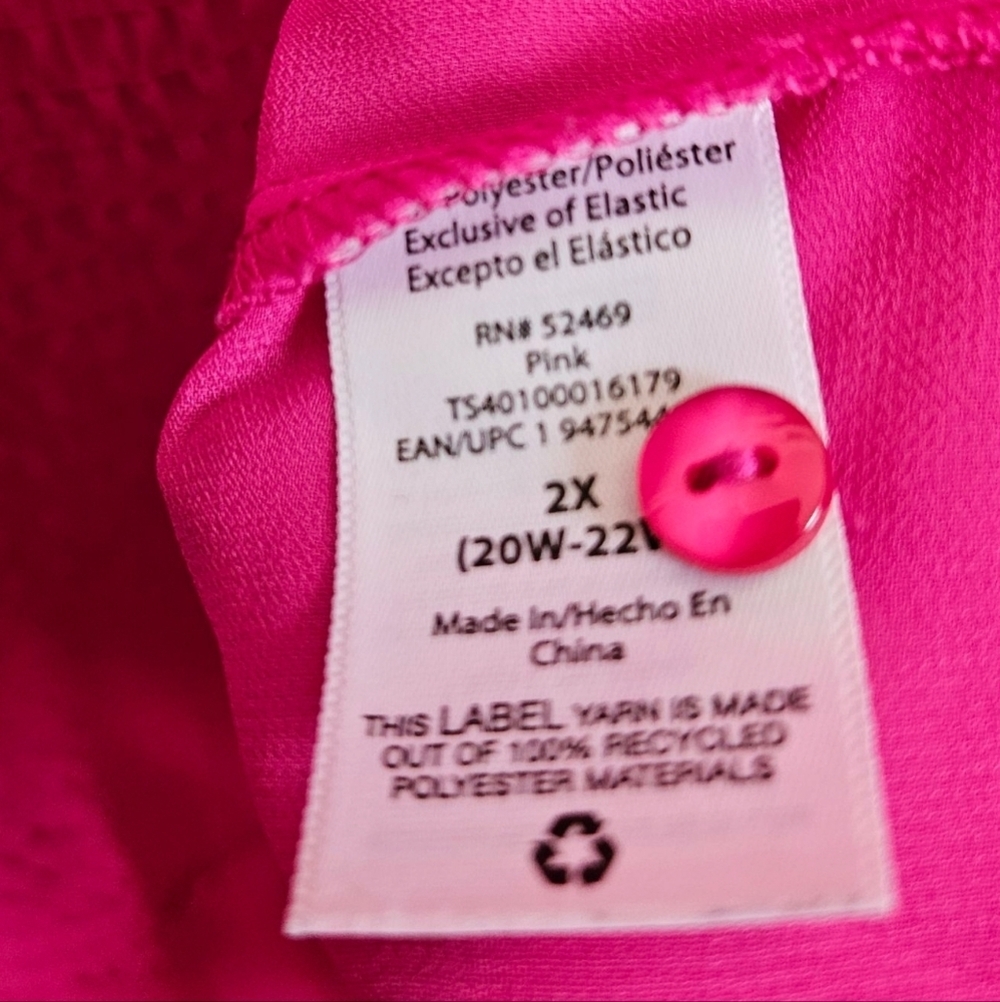 Terra & Sky Pink Smocked Flattering Top, Lightweight and Comfy, 2x - Picture 7 of 8